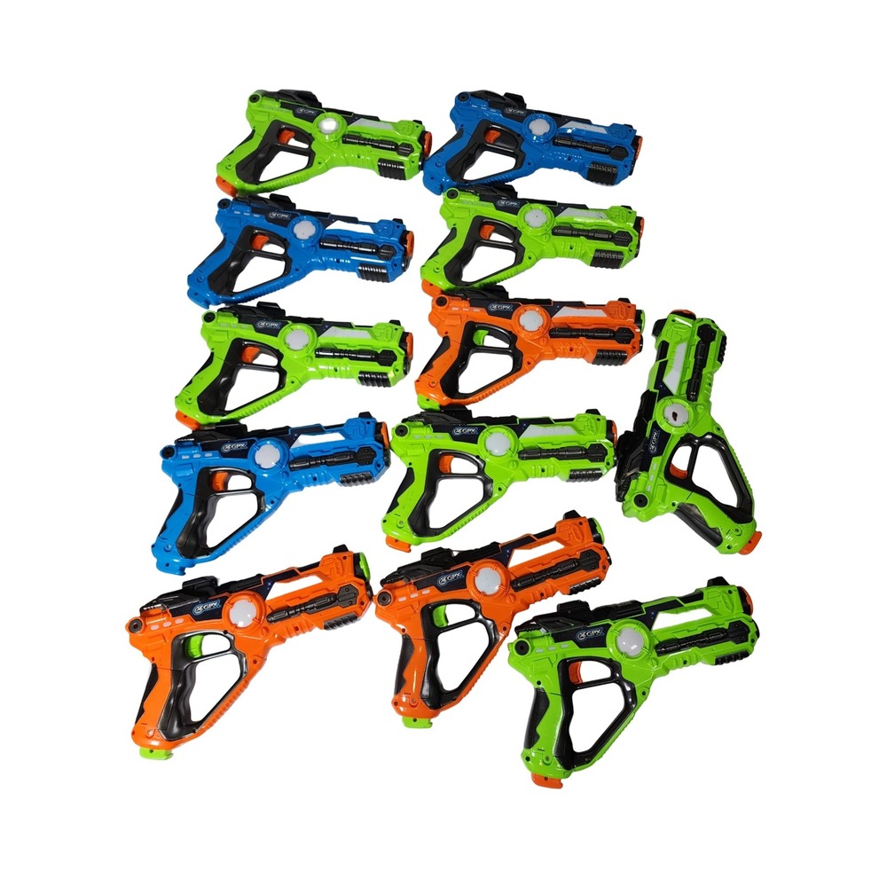 GPX Laser Tag Blasters Blue Green Orange Toy Guns Set 12 Pack Lot